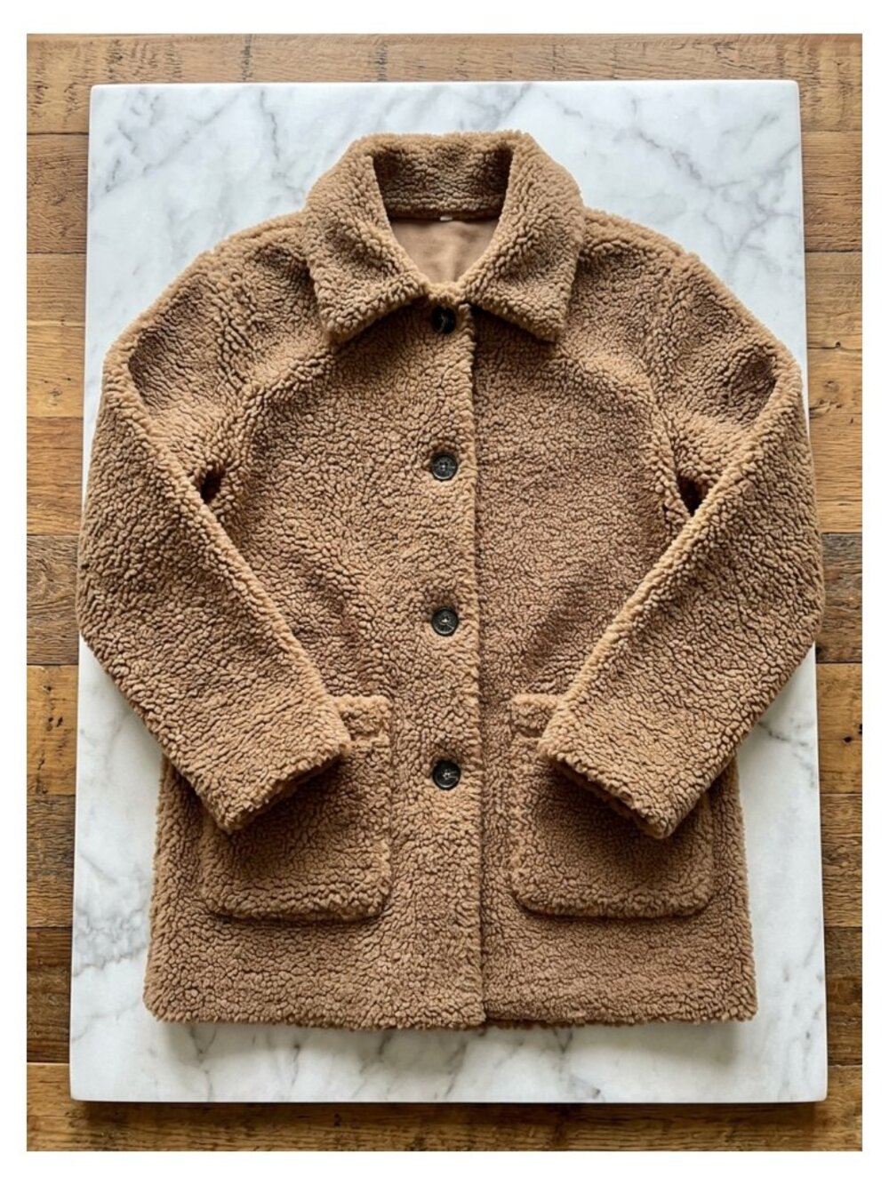 Women's Faux Fur Button Down Sherpa Fleece Coat Winter Warm